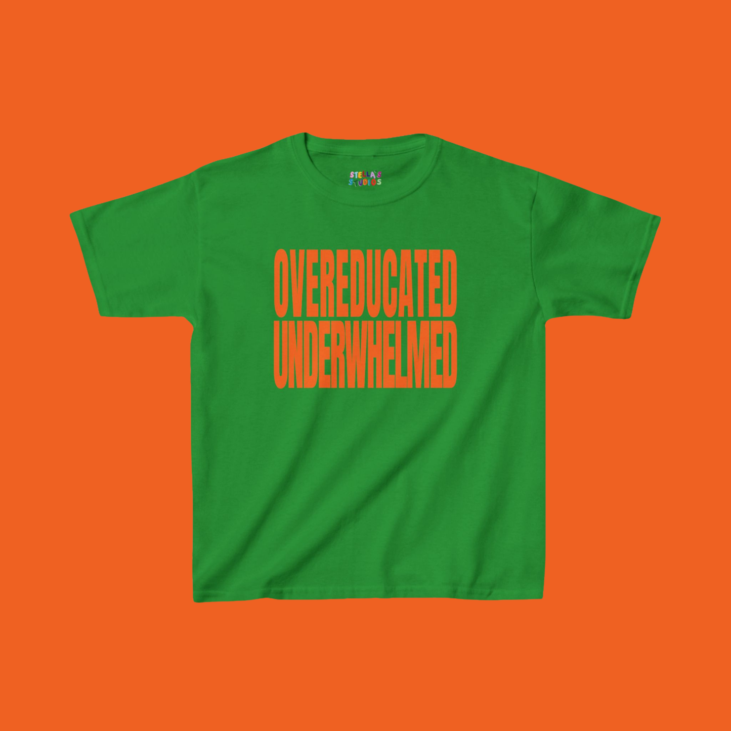 Overeducated Underwhelmed Slogan Baby Tee