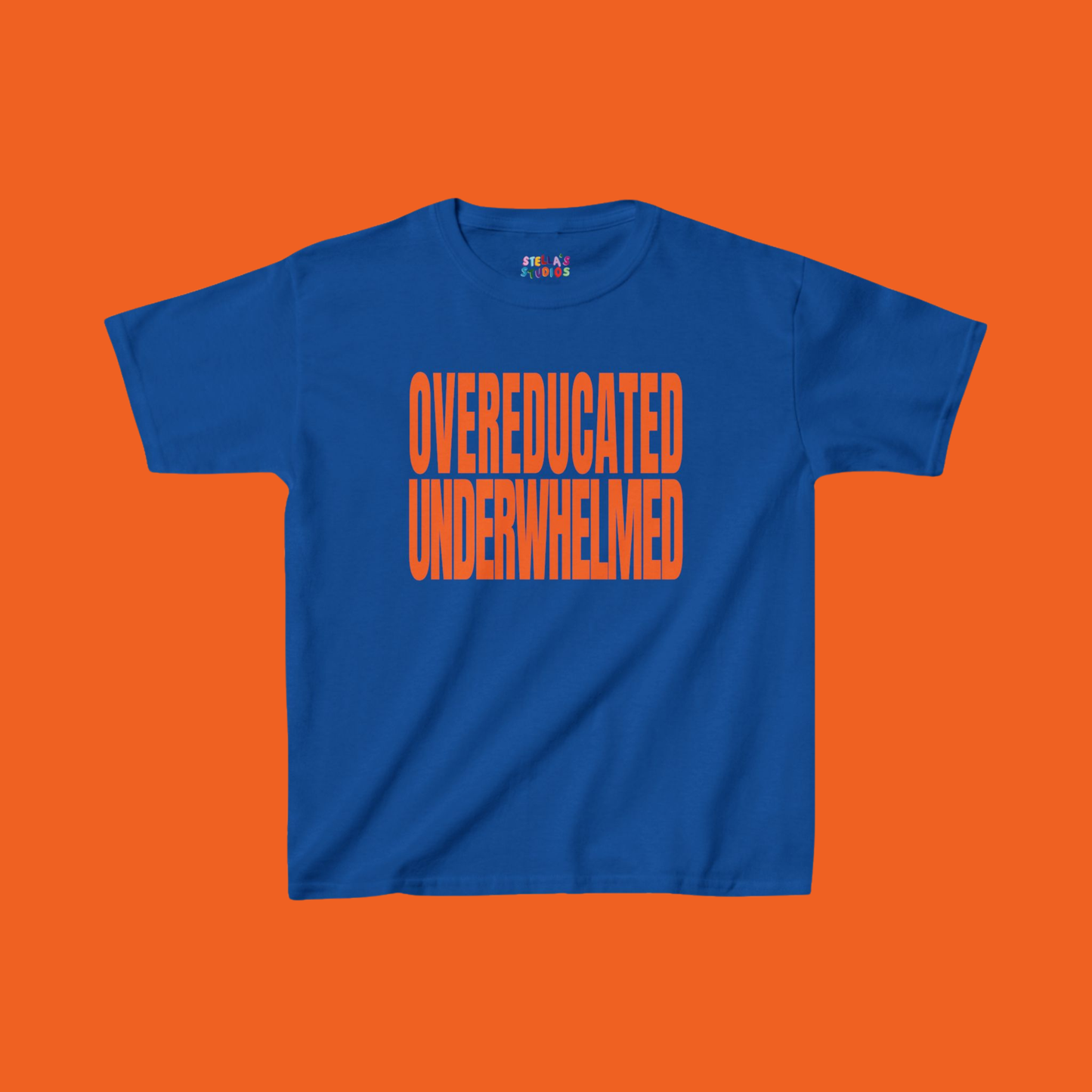 Overeducated Underwhelmed Slogan Baby Tee
