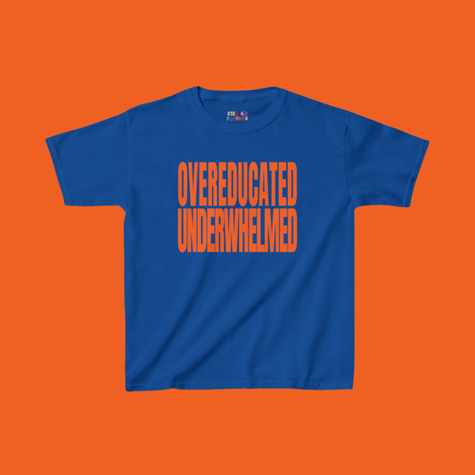 Overeducated Underwhelmed Slogan Baby Tee